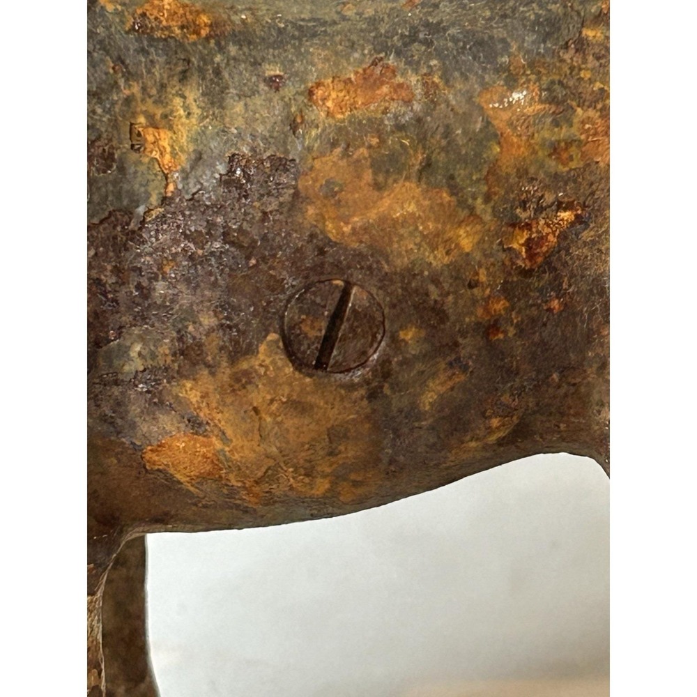 Antique Cast Iron Boston Terrior Right Facing Flat Head Screw Chain Collar 5" - Picture 3 of 7
